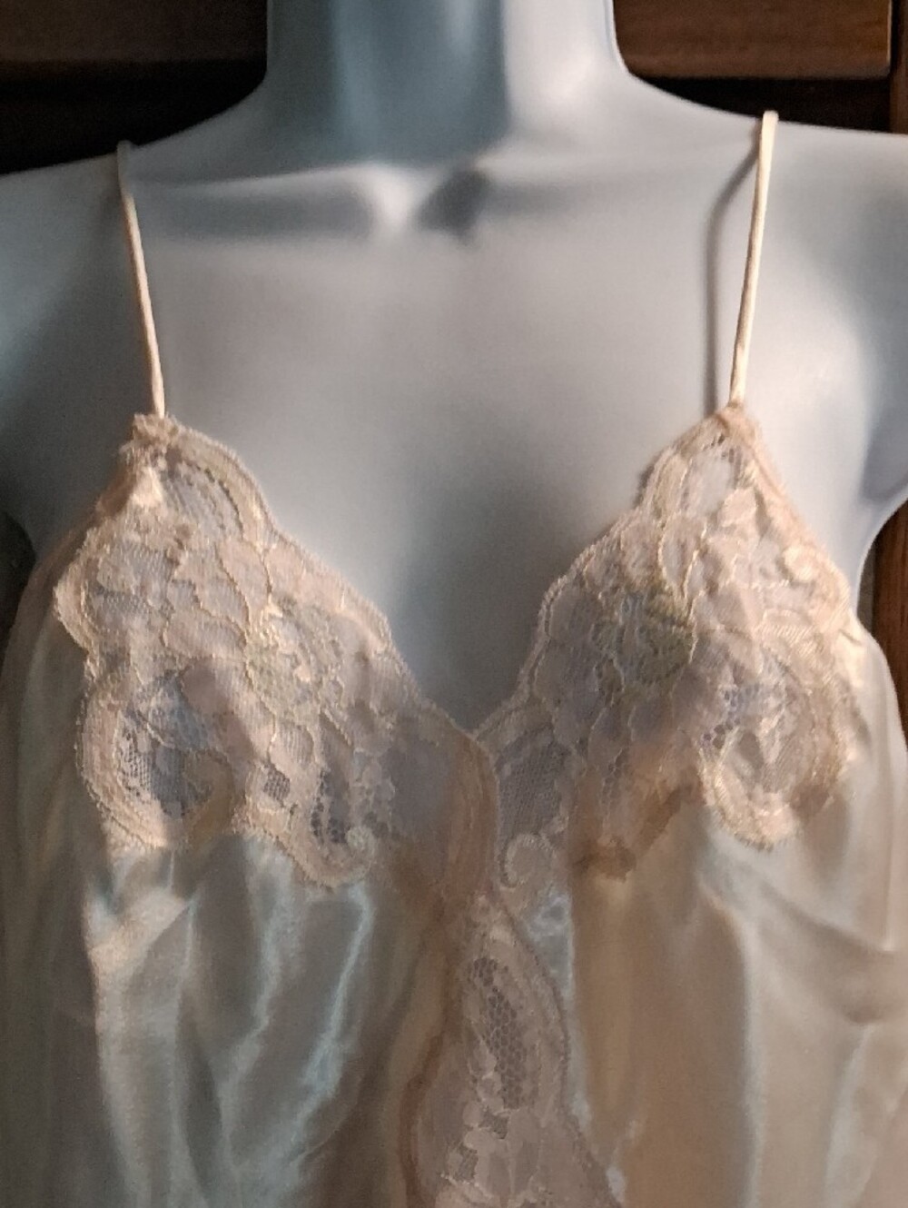 Vintage 80's,Silky, Lace Trim, Women's Ivory Sleep Cami Set - Picture 2 of 5